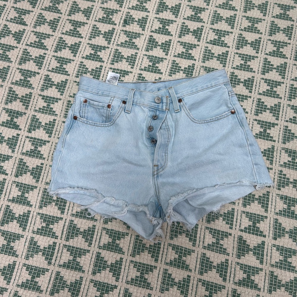 Light blue denim Levi cutoff shorts